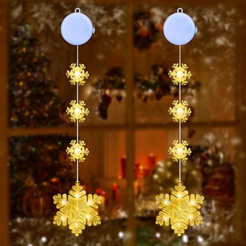 Qedertek Weihnachtsbeleuchtung Fenster Innen, 2 Stück Schneeflocke...