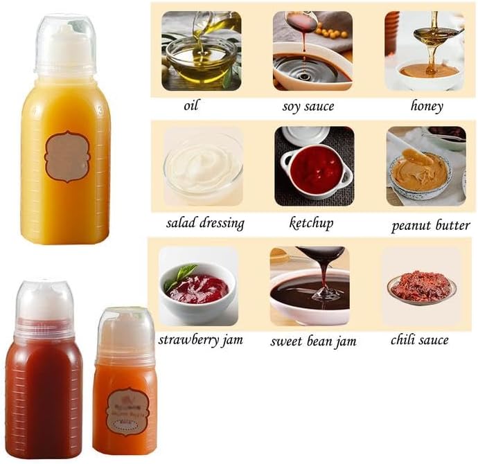 20Pcs Ketchup Bottles,2oz Squeeze Portable Salad Dressing Container to Go
