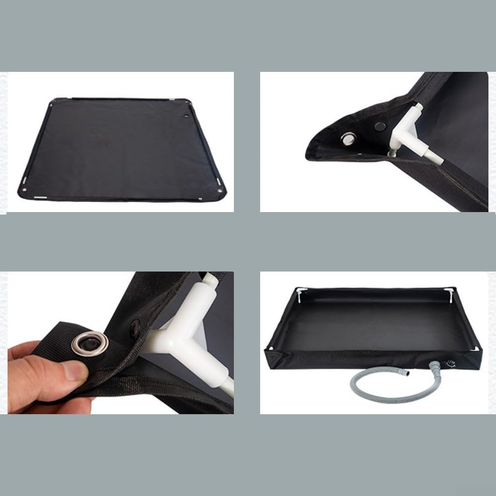 Base doccia pieghevole, piatto doccia portatile, base doccia pieghevole da campeggio, piatto doccia portatile con tubo di scarico, 80 x 80 x 10 cm, tessuto Oxford + PVC (nero)