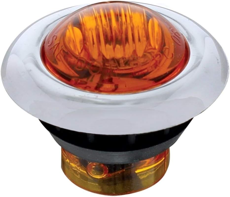 United Pacific 39932 - Clearance Light Bezel - 3 Led Mini Clearance/Marker Light With Bezel - Amber Led/Amber Lens