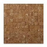 Noce 1X1 Travertine Split-face Mosaic Tile