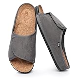 Gitup レディース 調節可能なコルクスリッパ マジックストラップ付き 滑り止め フラットサンダル オールシーズン アーチサポートサンダル 屋内 屋外 快適, グレー, 25.0 cm W