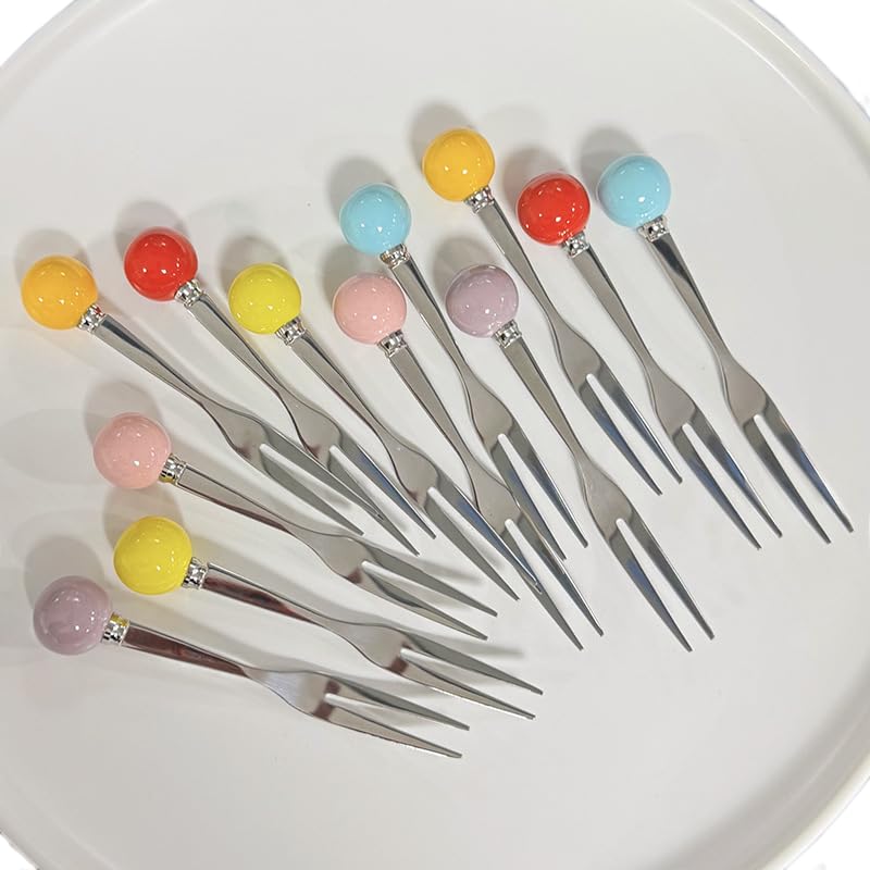 Lagnlnaoy 12pcs Stainless Steel Fruit Forks Ideal for Desserts & Snacks,Dinnerware Sets for Christmas Party Kitchen Wedding Housewarming Gifts
