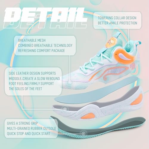 Image of Men's Basketball Shoes Fashionable Breathable Anti Slip Sports Shoes Outdoor Running Fitness Training Shoes