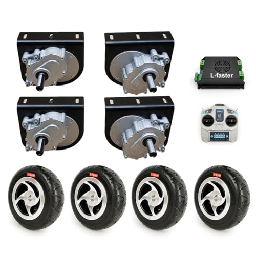 L-faster 8 Inch Wheel 24V 1000W -1400W Dual Drive Motor Kit Solid Tire for Cart 4x4 (ESC Big, 250W-4kph(75rpm))