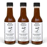 Seed Ranch Umami Reserve Hot Sauce, 3 Pack - Spicy Heat Flavor - Oven Dried Olives, Porcini Mushrooms & Chocolate Habanero - Vegan, Non-GMO, Gluten-Free - Marinade, Vegetables, Soup & Rice