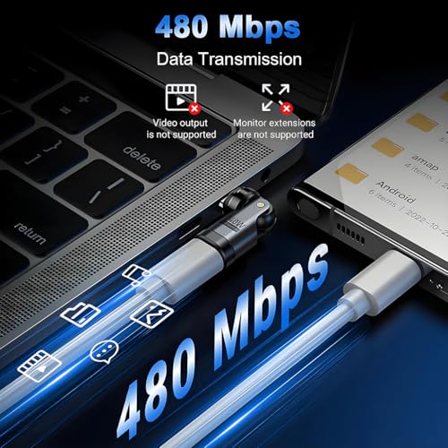 Image of ZORBES PD 240W Fast Charger Adapter, Type C Male to Type C Female Converter, Magnetic Adapter with Flexible Swivel, Aluminum Alloy Housing, Universal Fit for Laptops, Tablets, Phones and Power Banks