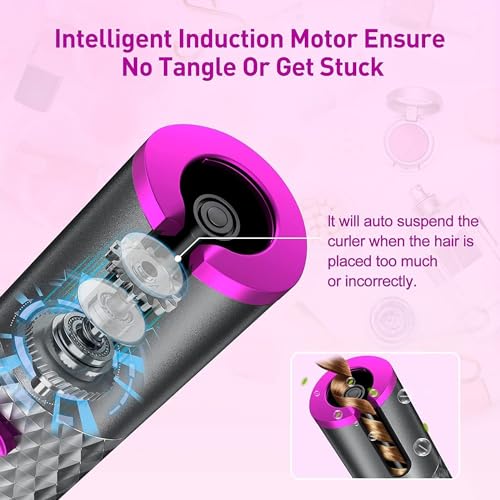 Image of Cordless Automatic Hair Curler - Portable Curling Iron With LCD Temperature Display, Fast Heating, Auto Rotating, USB Rechargeable for Travel and Home