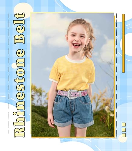 Kajeer Rhinestone Belt for Boys Girls, Cowgirl Boys belt with Bling Sequin Diamond2