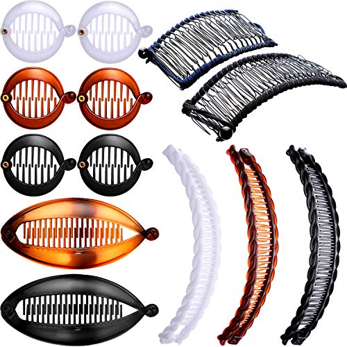 13 Pieces Banana Hair Clips for Women Banana Comb Clincher Comb Double Comb Banana Clips Fish Shape Grips Clamp Stretchable and Reusable Ponytail Comb Clips Hair Accessories for Girls Women