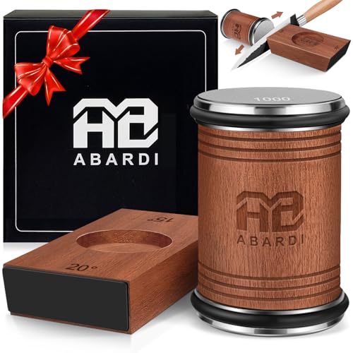 Abardi Rolling Knife Sharpener for Straight Edge, Knife Sharpening with Industry Diamonds Made Easy, Knife Sharpeners Kit with 15 & 20 Degree Magnetic Angle for Kitchen Knives