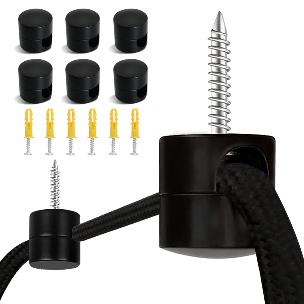 Swag Hook for Chandelier Ceiling Lights Cable, 6 Pack Metal Swag Hooks for Ceiling Hanging Lights, Pendant Light Hook for Ceiling Lamp, Black Ceiling Hooks