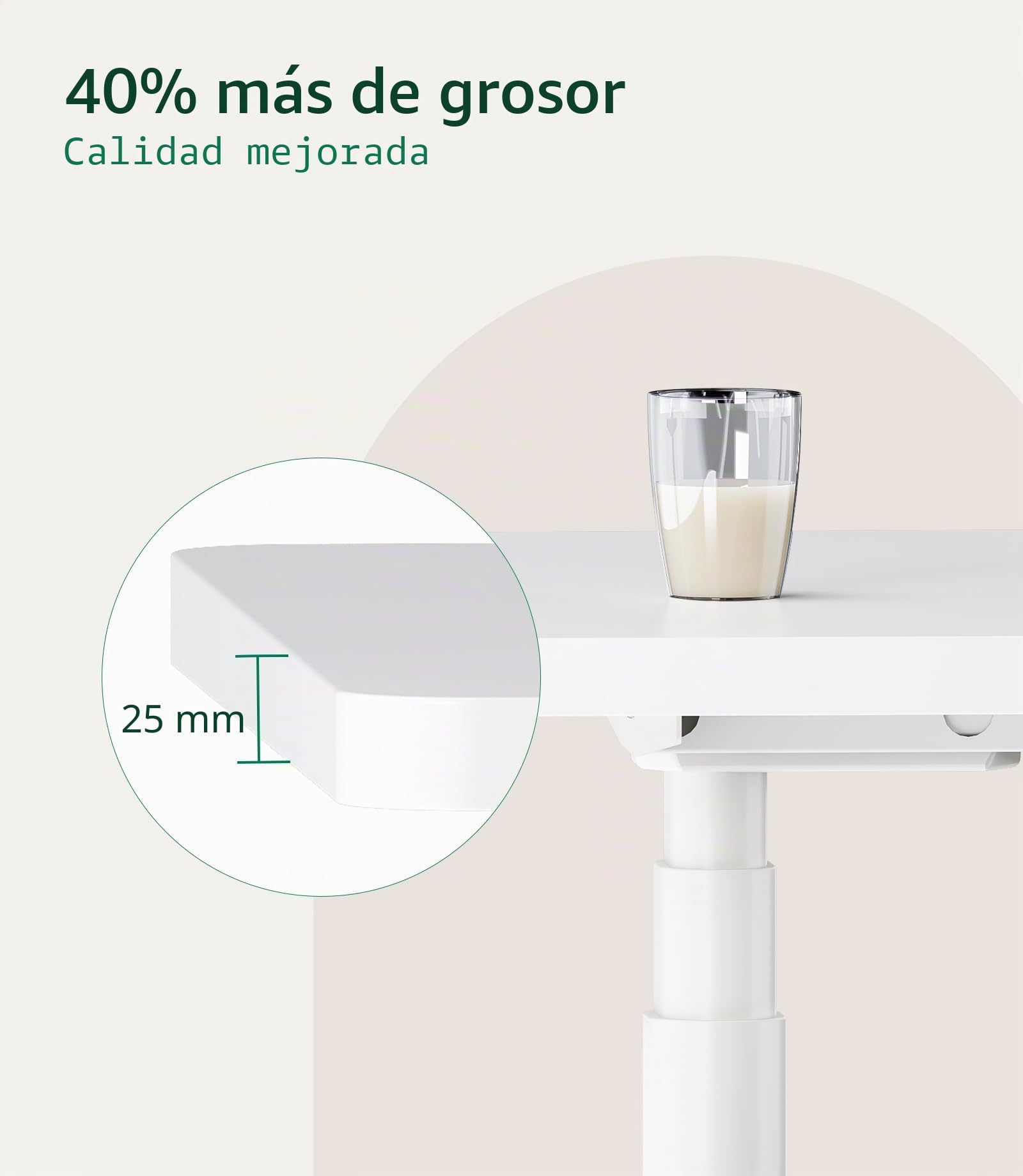 MAIDeSITe Escritorio rectangular de pie eléctrico ajustable en altura, 140 x 70 x 2,5 cm (blanco)