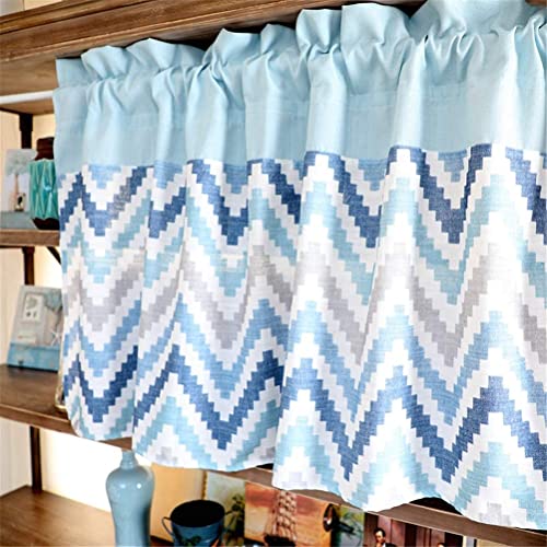 Medias cortinas ocultar desorden en gabinetes con cenefa de cortina de café azul de 90x60 cm 2