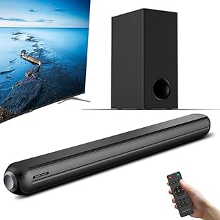 Sound Bar for TV with Subwoofer 31.5" 2.1 CH Wireless Bluetooth 5.0 TV Soundbar 3D Surround Sound System TV Speaker for Home Theater Audio, HDMI/Optical/Aux/USB/RCA, Movie, Game, Bass Mode
