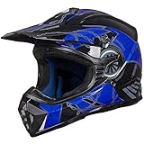 ILM Adult Dirt Bike Helmets Motocross ATV Dirtbike BMX MX Offroad Full Face Motorcycle Helmet, DOT Approved Model 128S (Blue Black, Adult-Medium)