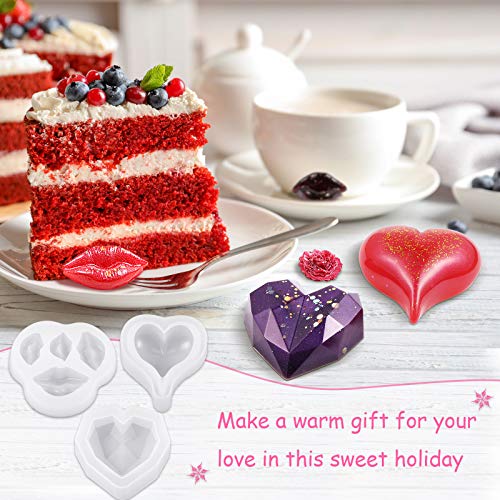 9 Pieces Valentine's Day Casting Molds Resin Silicone Molds Valentine Flower Shaped Candle Molds Rose Heart Silicone Molds For Valentine's Day Diy Candle, Soap Resin Crafts Making Supplies #TOP1