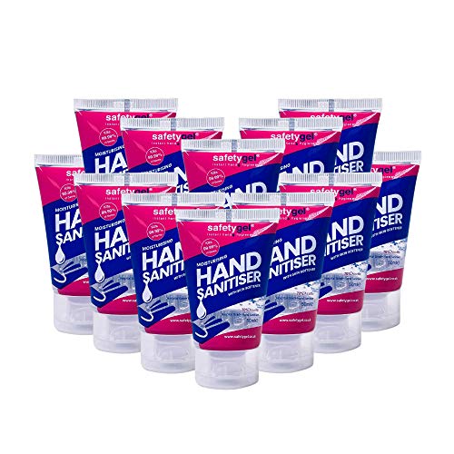 Datesand Group Moisturising Hand Sanitiser Gel + Skin Softener/Hospital Grade > 70% w/w TSDA1 Ethanol Alcohol Kills 99.99% Germs and Viruses 12 X 50ml Squeezy Tubes