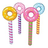 Large Inflatable Donut Lollipops (About 36') Double-Sided Doughnut Inflate Shaped Sucker Candy Themed Birthday Party Decoration Party Favor (Four Pack - 4 Styles)