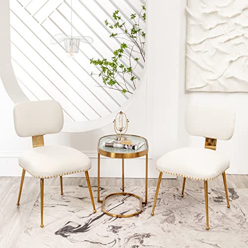 Seynar Dining Chairs, Modern Velvet Upholstered Accent Chairs Set Of 2, Vanity Chair With Gold Metal Legs For Living Room, Bedroom And Waiting Room (White) #TOP6