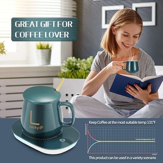 Image of Ashtabal Home Coffee Mug Warmer, Electric Coffee Warmer for Desk with Auto Shut Off and Cup Spoon, Smart Cup Warmer for Warming & Heating Coffee, Beverage, Milk, Tea and Hot Chocolate