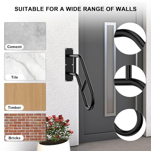 Handrails for Outdoor Steps ，22.8" Stair Railing Indoor1-3 Step, U-Shaped Safety Handrails for Kids, Elderly, Pregnant Women, Disabled (2 Pack Upgraded U-Shaped handrail) by VZNEK - Image 3