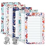 5 PCS Magnetic Notepad for Fridge and 2 Magnetic Pen Clip,Ywbfove Fun Floral Grocery List, Shopping to Do List Notepad for Note, Recipes, Reminders