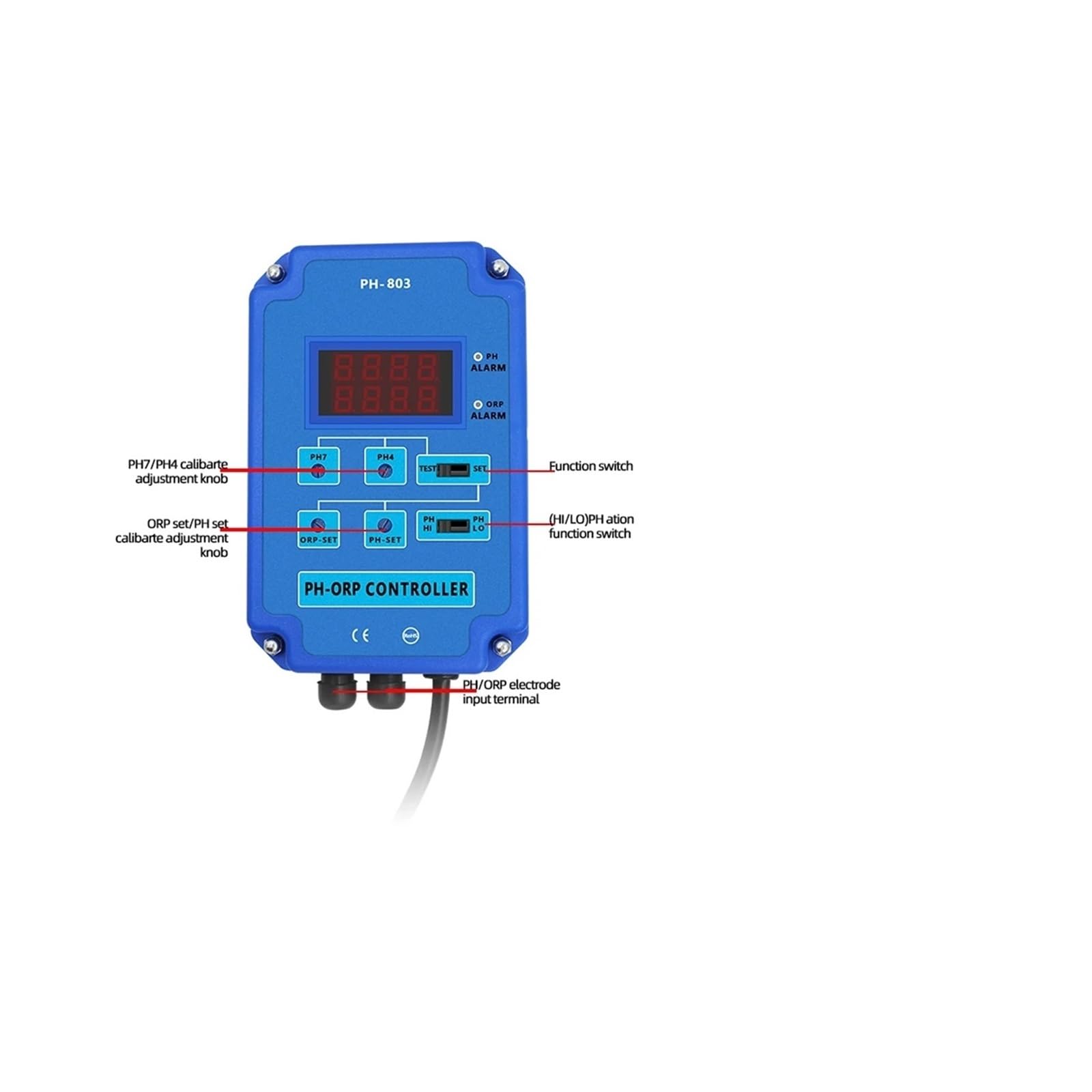Kontroler PH ORP 2 w 1 Monitor cyfrowy Redox z wyjściem przekaźnika mocy sterującej elektrodą sondy BNC do roślin hydroponicznych