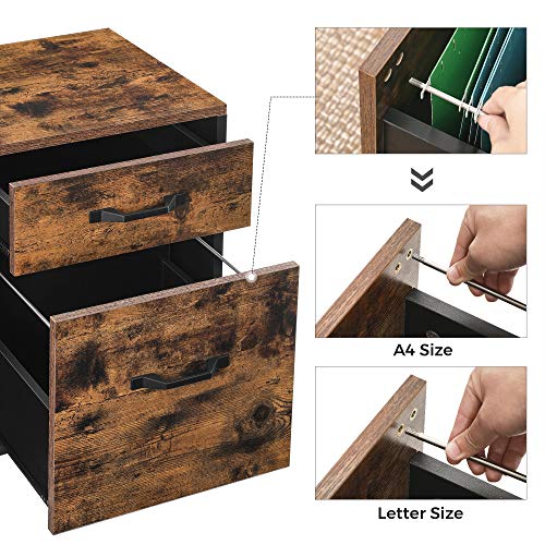 Image of VASAGLE 2 Drawers File Cabinet with Wheels for Home Office