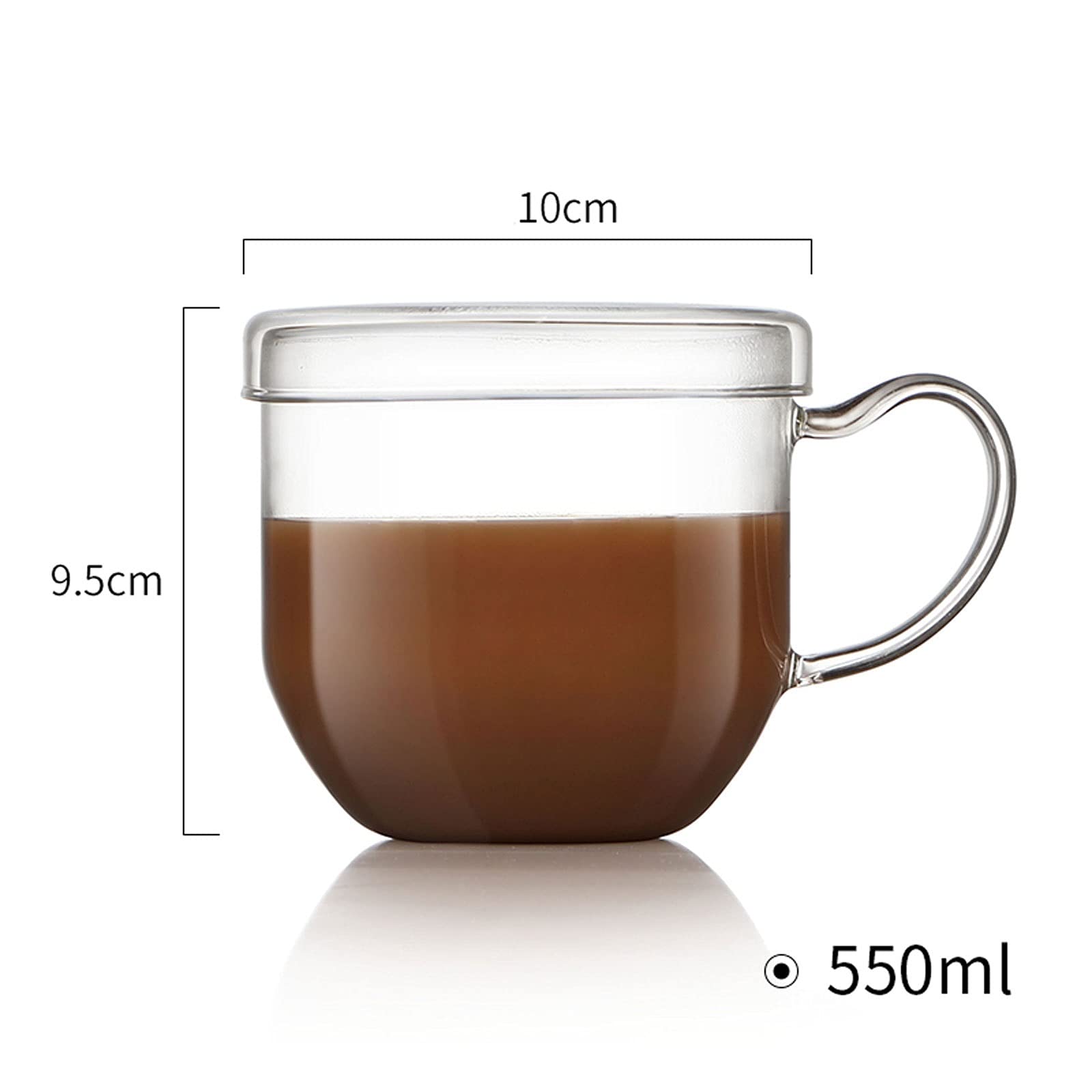 Vasos Taza de café de Cristal, Gran Boca Grande Mocha Bebida Caliente Tazas (19 oz), claras de café Espresso con asa, cristalería for Beber sin Plomo con Tapa Vasos de Agua Vaso de Barra