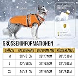 OneTigris Hundejacke, Wasserdichter Winterweste Jacken Hundemantel Mit Bediengriff, Bequeme Ausscheidung, Reißverschluss und Elastisches Design, Einfaches An-und Ausziehen, Reflektierend,M,Orange