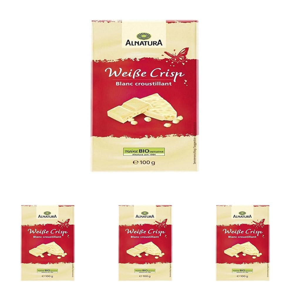 Alnatura Weiße Crisp Schokolade, 100 g (Packung mit 4)