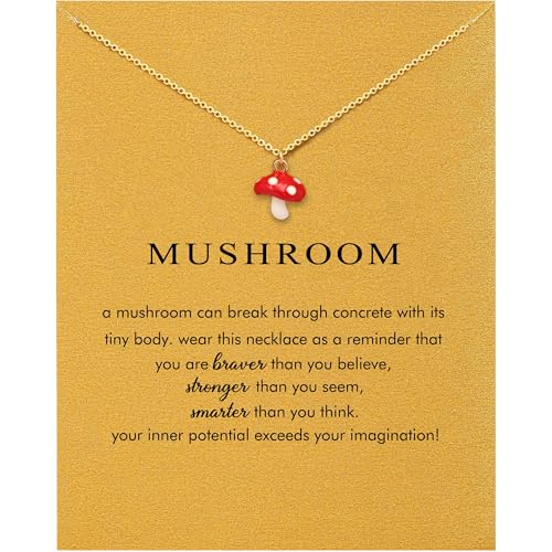 Baydurcan Mushroom Necklace Inspirational Gifts for Women Charm Necklace for Women (Mushroom Gifts)