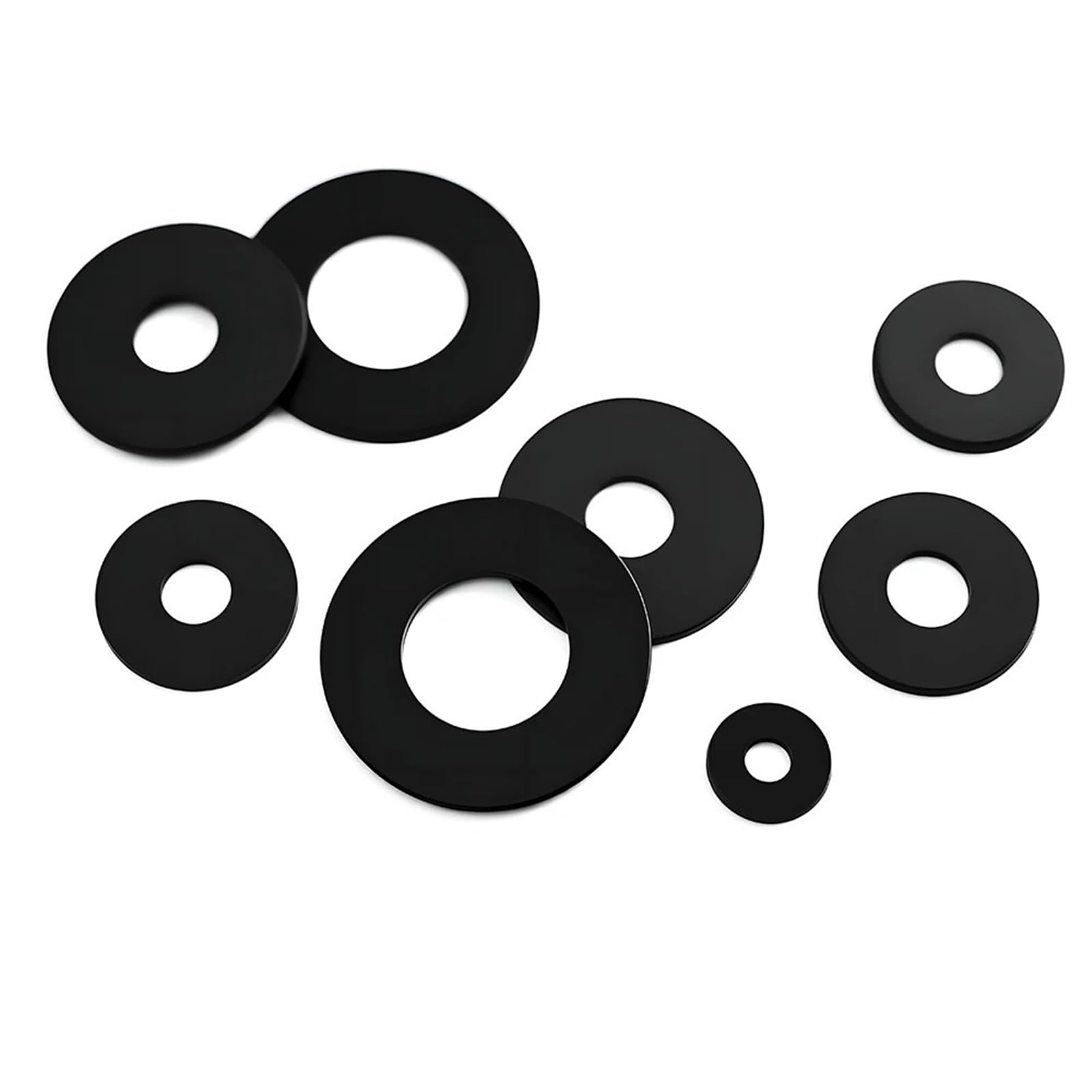 5 Sets Nylon ultradünne flache Unterlegscheibe, schwarz, rund, Kunststoff, Hartdichtung, isolierend, verschleißfest für Schrauben, Muttern(M1.7x3.6x0.3(250pcs))