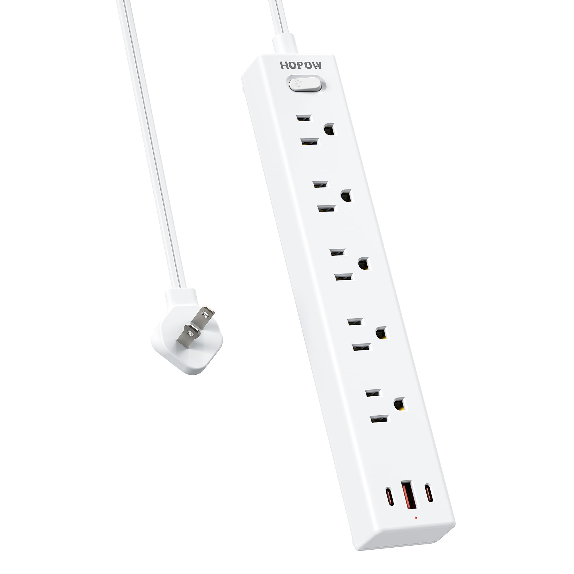 HOPOW 5 Outlets 2 Prong Power Strip with 3USB