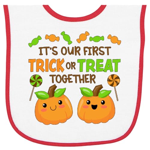 inktastic It's Our First Trick or Treat Together- Halloween Baby Terry Cloth Bib