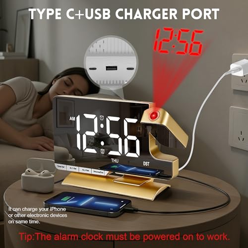 Projection Clock,Alarm Clocks for Bedrooms,Digital Bedside Clock - Image 5