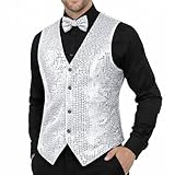 SSKHE - Chaleco de lentejuelas para hombre, talla única,Disfraces de Carnaval