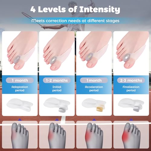 Image of Adjustable Bunion Corrector&Toe Separators for Women and Men-Gel Toe Spacers for Big Toe Straightening,Bunion Relief,Overlapping Toes,Cushion Pads-4-Level Adjustable Spreader Kit