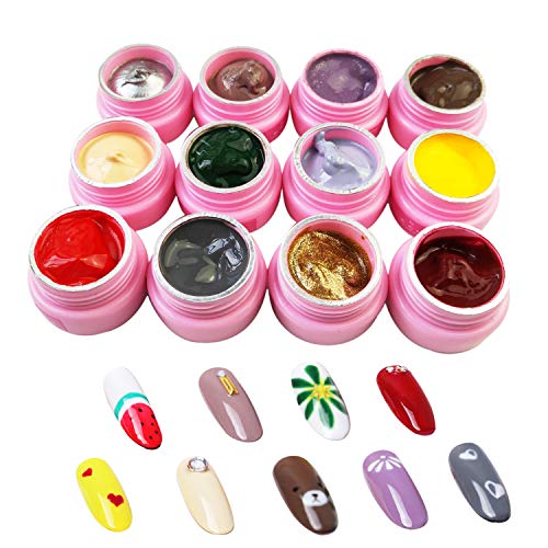 Colorful Painted Nail Gel Polish 12 Colors DIY Nail Gel for Nail Art Décor Drawing Manicure Nail Art Decoration