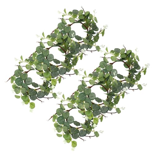 Mini-couronnes de bougies piliers eucalyptus synthétique vert 8 cm - 2
