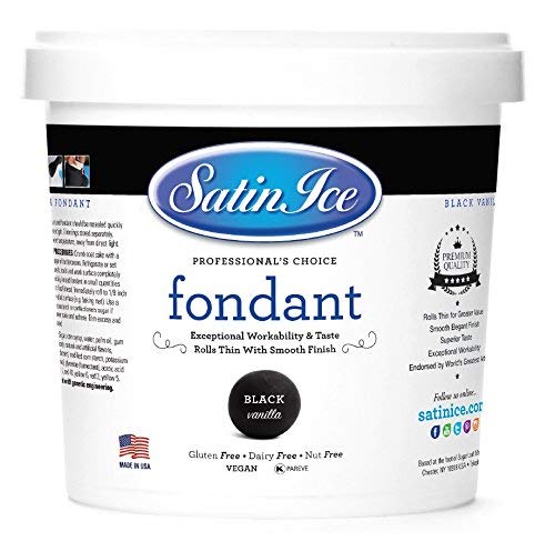 Satin Ice Black/Vanilla Rolled Fondant, 5 lb Tub
