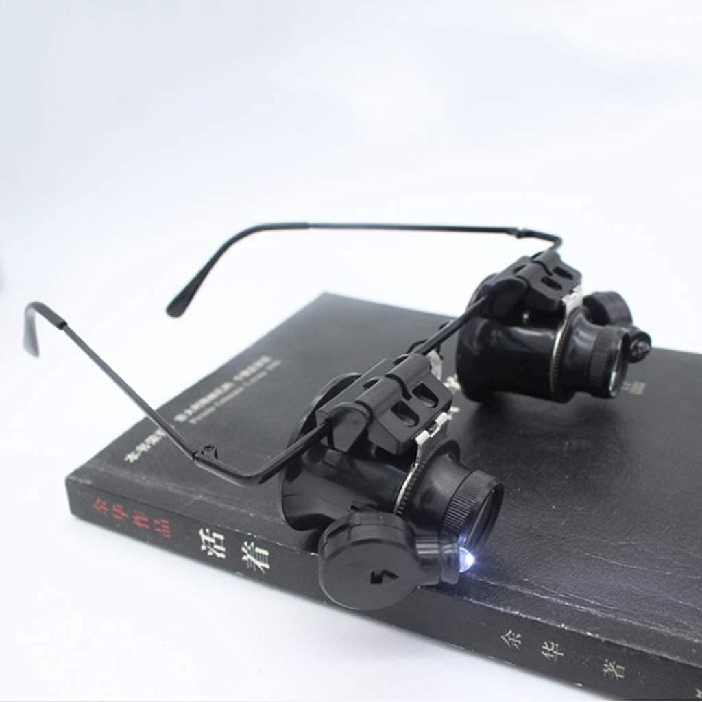 Lupa para diadema con luz LED, pinzas de precisión y 4 lentes intercambiables de 10x/ 15x/ 20x/ 25x con bolsa de almacenamiento para joyería, relojes, lupas de matrimonio