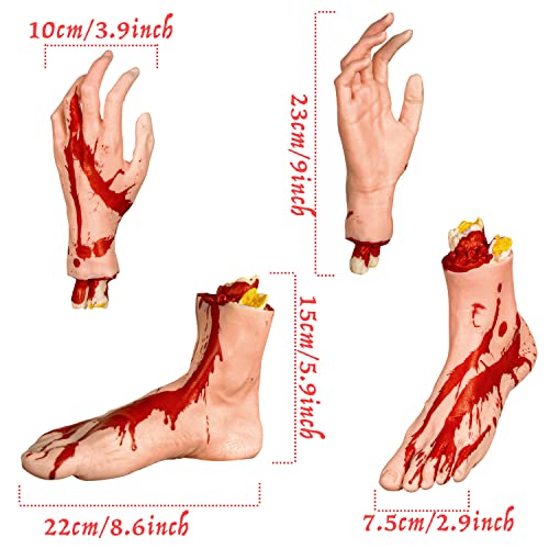 image for XONOR Halloween Severed Hands Feet Set Scary Bloody Broken Body Parts 