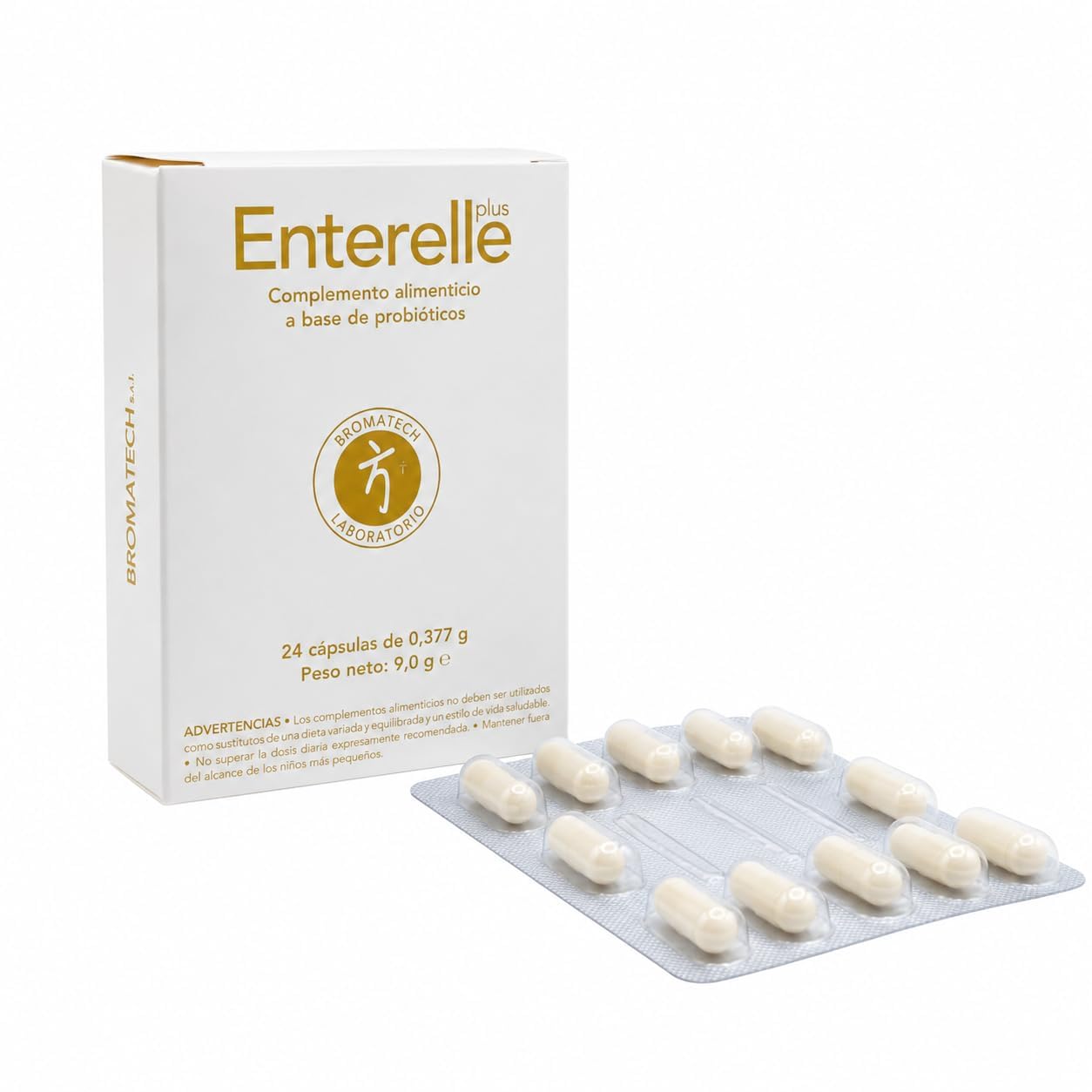Bromatech Enterelle Plus - Pack Ahorro 3 x 24 Cápsulas - Limpieza de la Flora Intestinal con Saccharomyces Boulardii - Alivio Rápido de Diarrea, Gases y Disbiosis tras Antibióticos