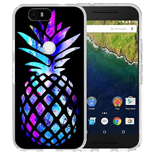 Yellow Case for Huawei Nexus 6P,Gifun Slim TPU Clear Case Cover for Huawei Google Nexus 6P - Yellow Back Pineapple