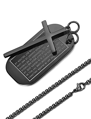 Jstyle Stainless Steel Dog Tags Cross Necklaces for Men Prayer Cross Necklace Military Rolo Chain 3mm 24 Inch4