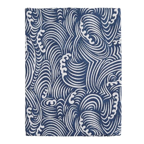 SUPERFINDINGS Book Cover Sleeve A5 Paperback Book Protector with Japanese Wave Midnight Blue Book Sleeve Washable Book Cover Fabric Novel Book Sleeve for Book Lovers 14.9x21.8cm