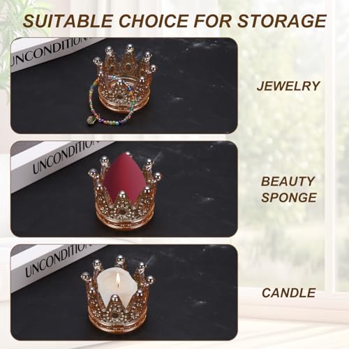 uxcell 4 Pack Tealight Candle Holder, 3 Inch Glass Crown Candle Holder Incense Holder Candlestick for Tea Light Aromatherapy Wedding Table Centerpiece, Brown - Image 6