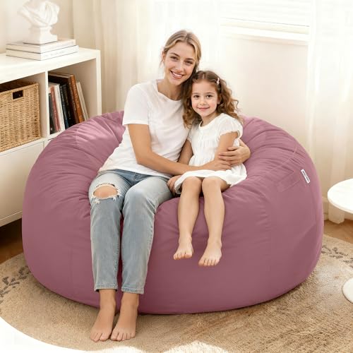 Image of HABUTWAY Bean Bag Chair: Giant 4' Memory Foam Furniture Bean Bag Chairs for Adults with Microfiber Cover 4Ft (Soft Pink)
